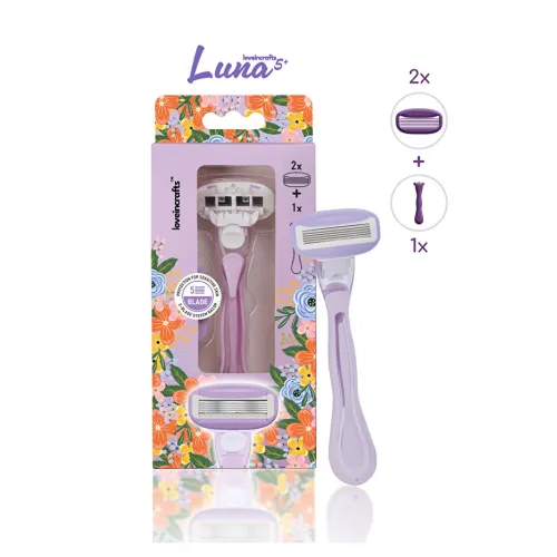 Luna 5 Bıçaklı Kadın Tıraş Makinesi 2 Yedek Tıraş Bıçağı Başlıklı - Hassas Ciltler Için