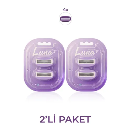 2’li Paket Luna 5 Bıçaklı Bikini Bölgesi 4 Yedek Tıraş Bıçağı Başlığı